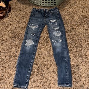American Eagle ripped and patched skinny jeans